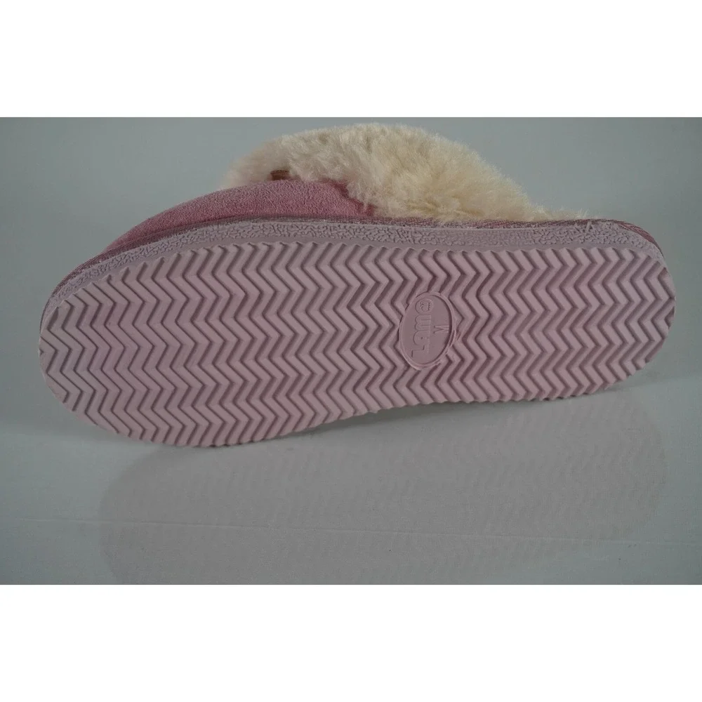 Girls LAMO Cozy Pink Warm Faux Fur Slippers with Pink Soles‎ Size 1Y (M) New